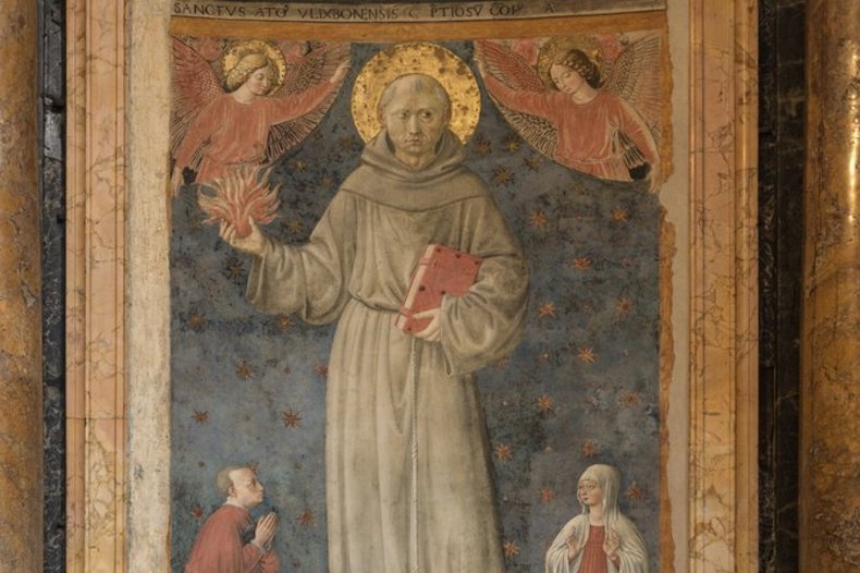 San Antonio de Padua, 1450, fresco de Benozzo Gozzoli, iglesia de Santa María in Aracoeli, Roma / ©CC0/wikimedia