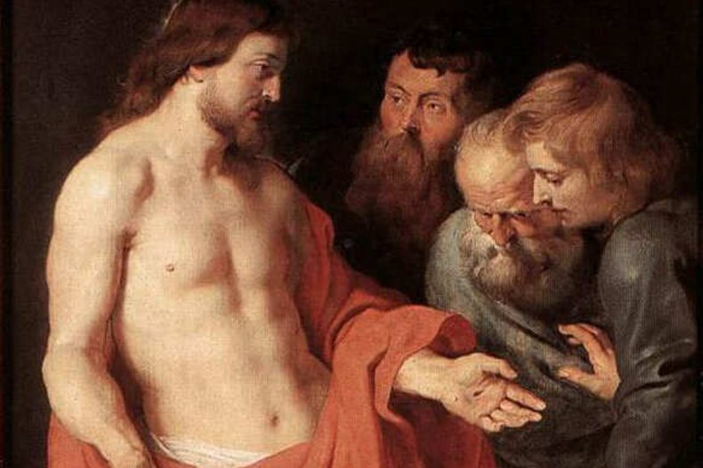 L'incrédulité de Saint Thomas, peint par Pierre Paul Rubens en 1613. Conservé au Musée royal des Beaux Arts d'Anvers, Belgique.